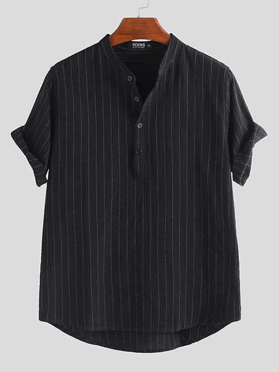 Mens Casual Summer Breathble V-neck Striped Short Sleeve T-Shirts