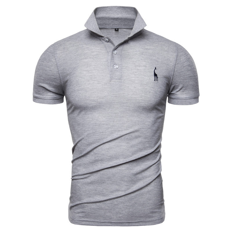 Men's Summer Embroidery Logo Slim Fit Business Casual Polo Shirts