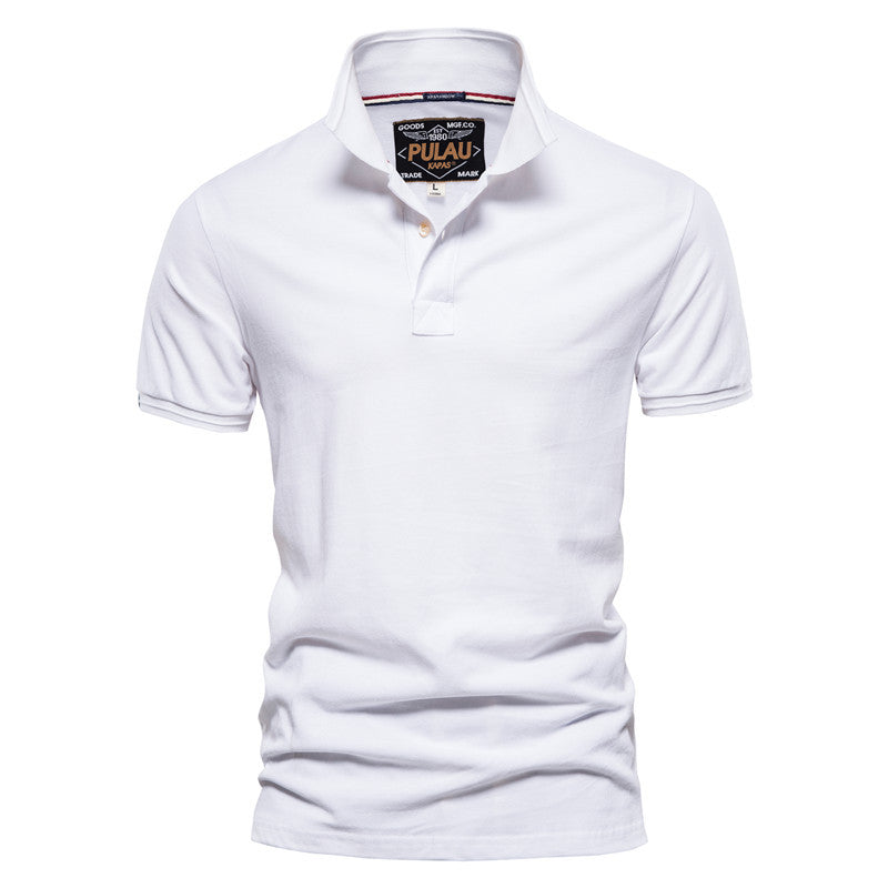 Men's Summer Solid Color Slim Fit Business Casual Lapel Collar Polo Shirts