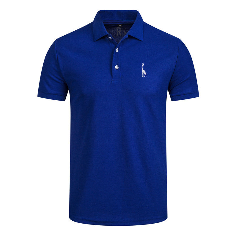 Men's Summer Embroidery Logo Slim Fit Business Casual Polo Shirts