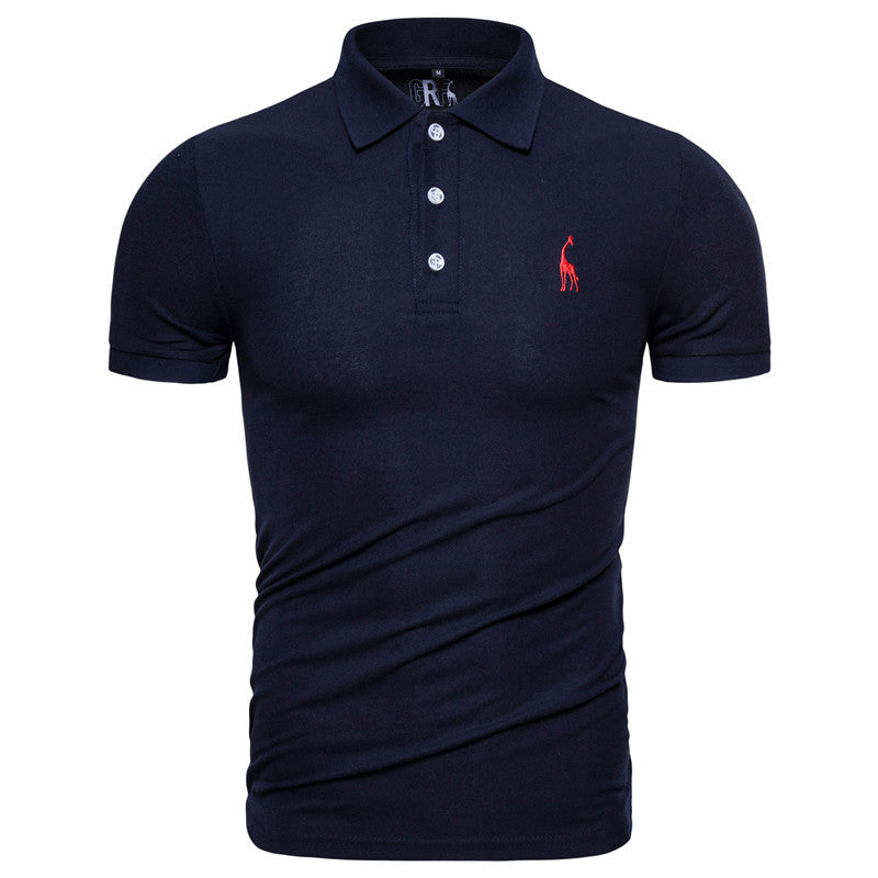 Men's Summer Embroidery Logo Slim Fit Business Casual Polo Shirts