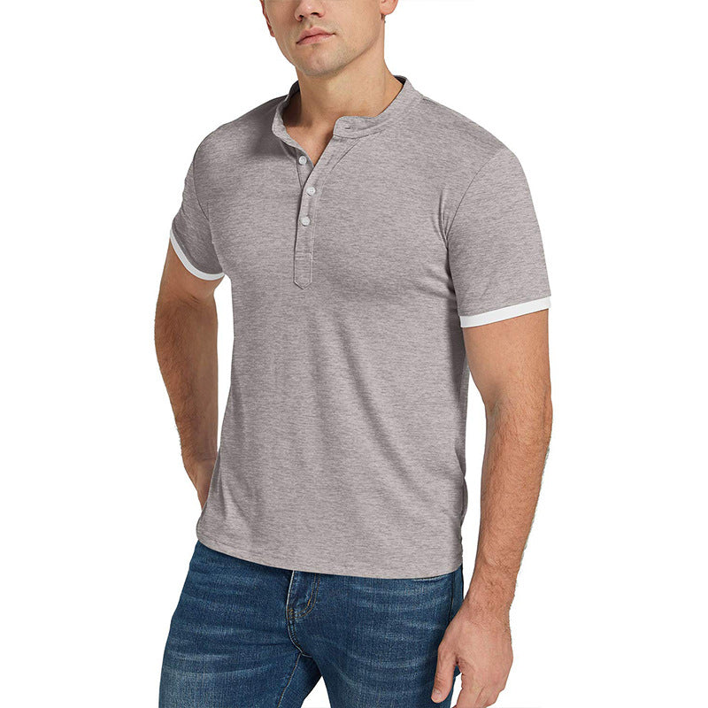 Men's Summer Splicing Slim Fit Business Casual Lapel Collar Polo Shirts Golf Shirt