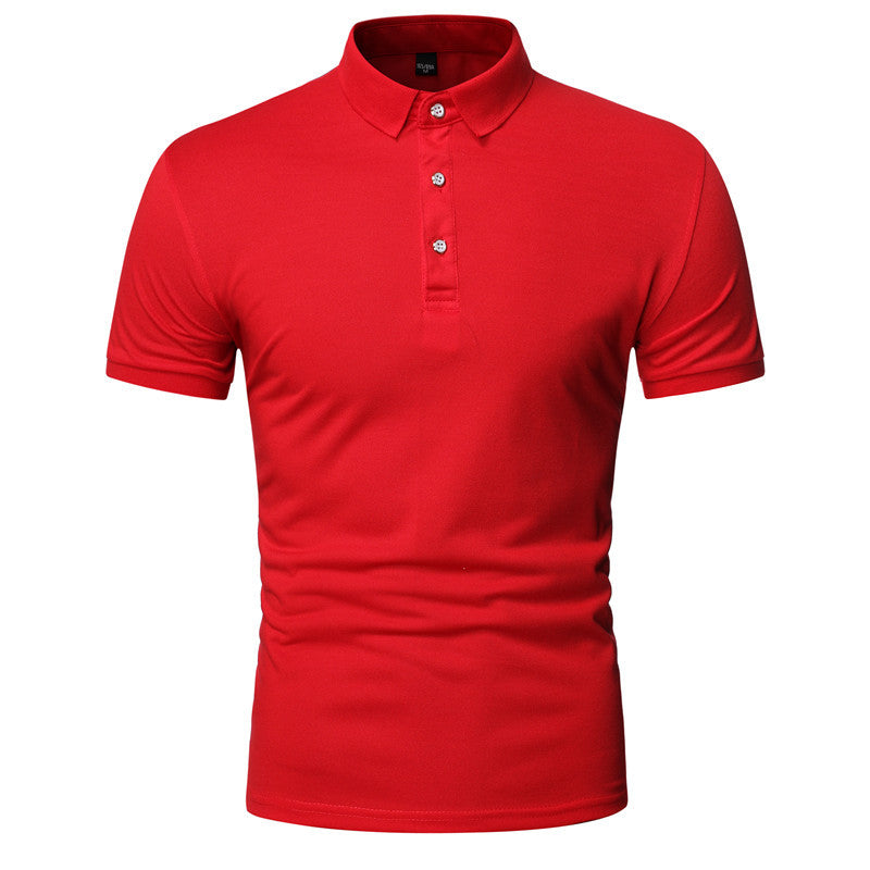 Men's Large Size Solid Color Slim Fit Business Casual Lapel Collar Polo Shirts Golf Shirt