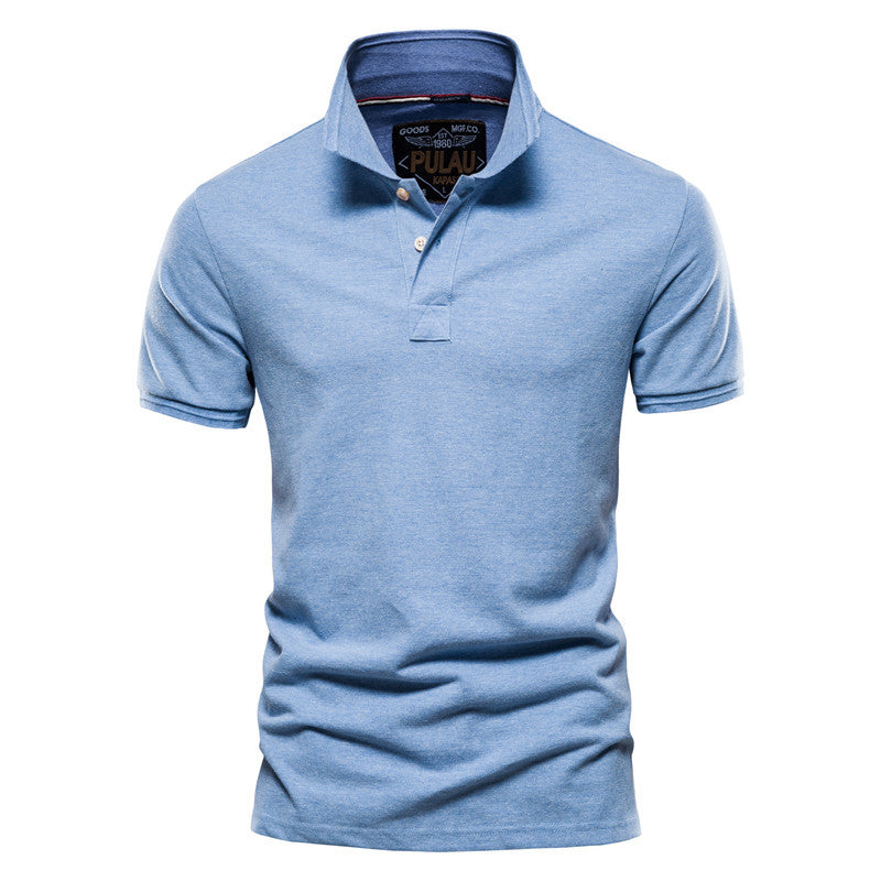 Men's Summer Solid Color Slim Fit Business Casual Lapel Collar Polo Shirts