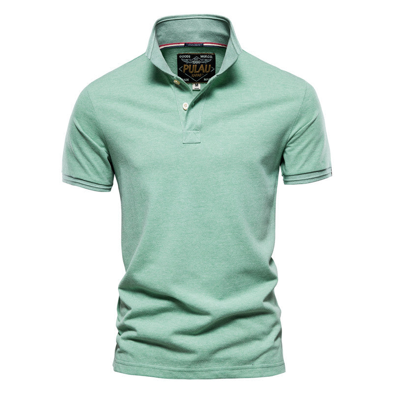 Men's Summer Solid Color Slim Fit Business Casual Lapel Collar Polo Shirts