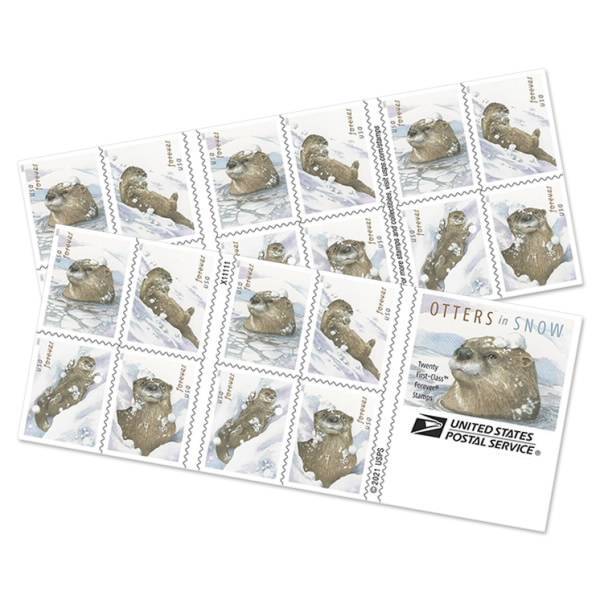Otters in Snow Forever Stamps