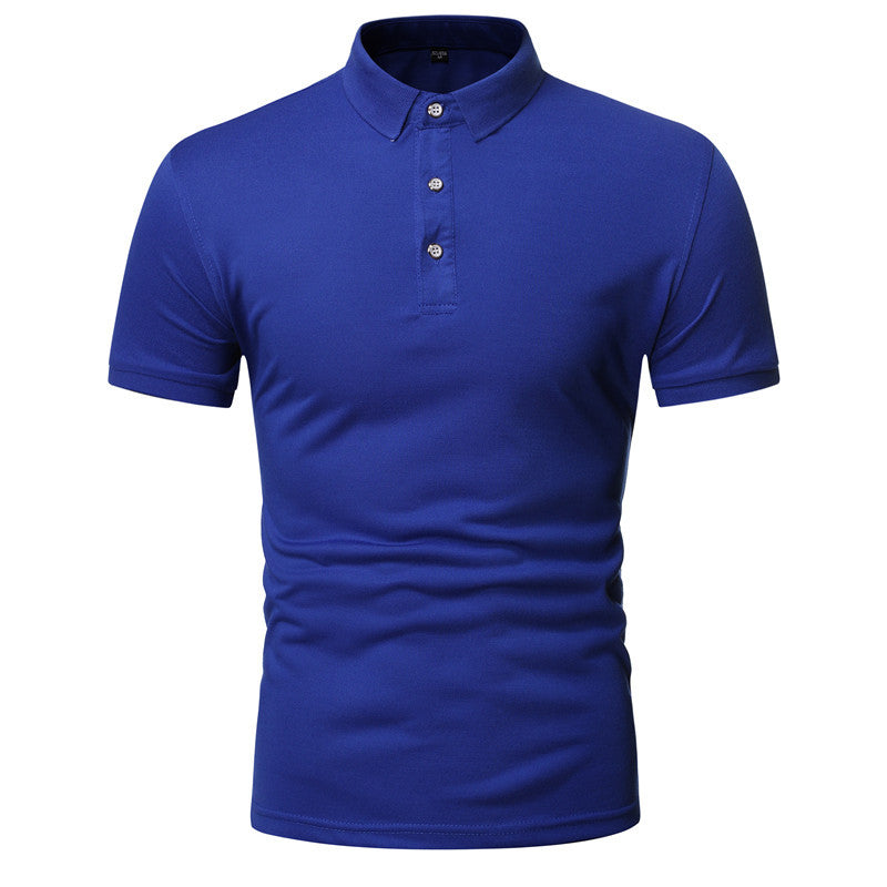Men's Large Size Solid Color Slim Fit Business Casual Lapel Collar Polo Shirts Golf Shirt