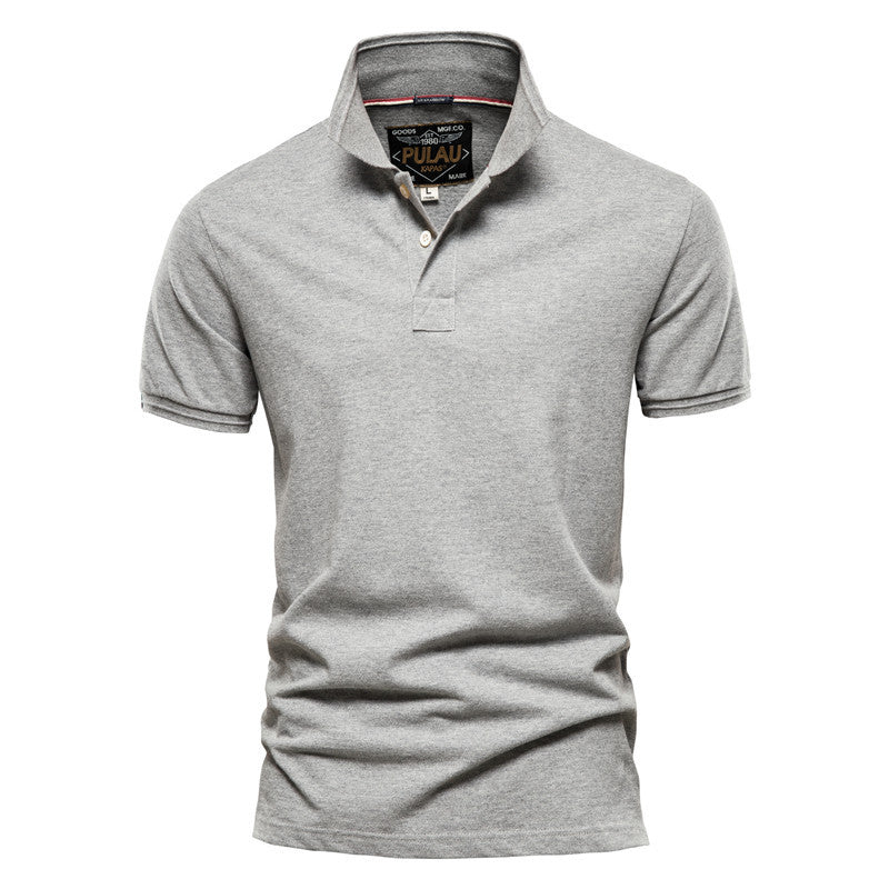 Men's Summer Solid Color Slim Fit Business Casual Lapel Collar Polo Shirts