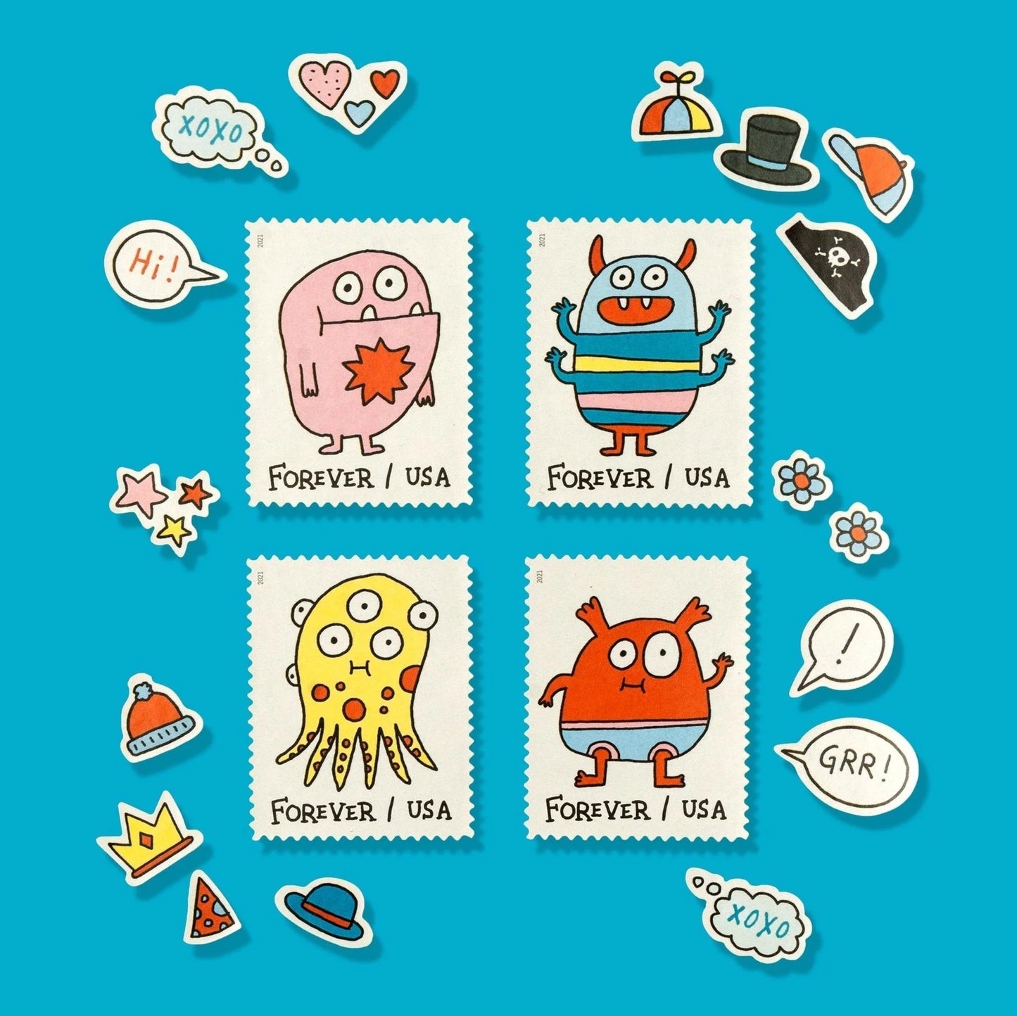 Message Monsters Forever Stamps