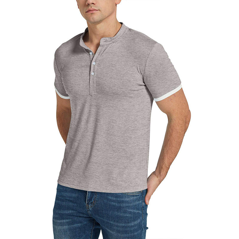 Men's Summer Splicing Slim Fit Business Casual Lapel Collar Polo Shirts Golf Shirt