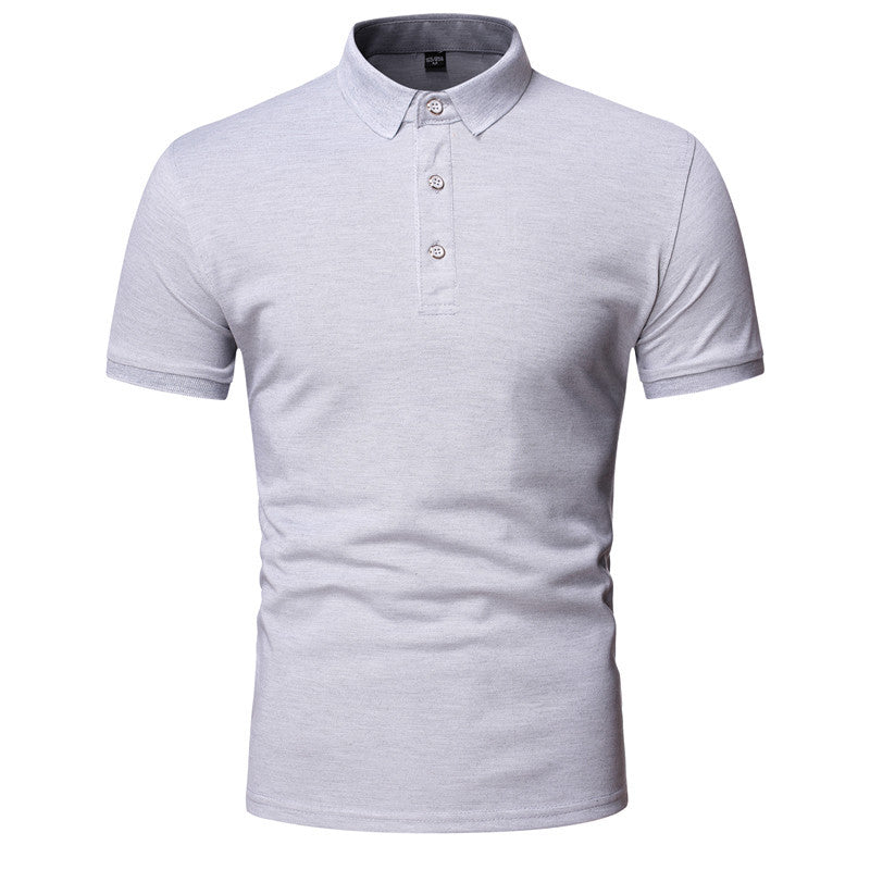 Men's Large Size Solid Color Slim Fit Business Casual Lapel Collar Polo Shirts Golf Shirt