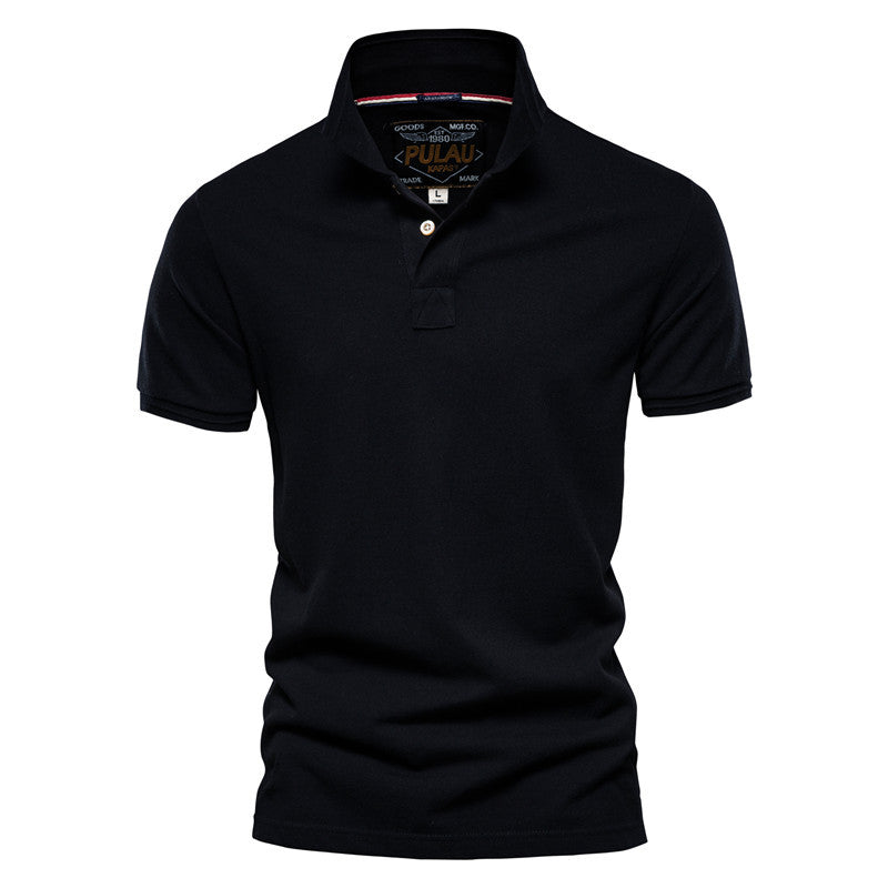 Men's Summer Solid Color Slim Fit Business Casual Lapel Collar Polo Shirts