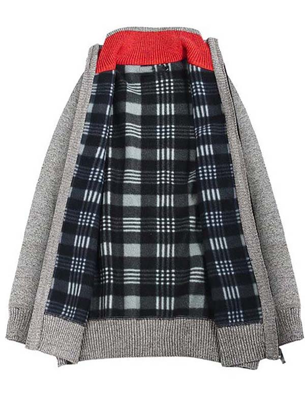 Winter Knitted Woolen Blending Thick Polar Fleece Lining Sweater Cardigans for Men