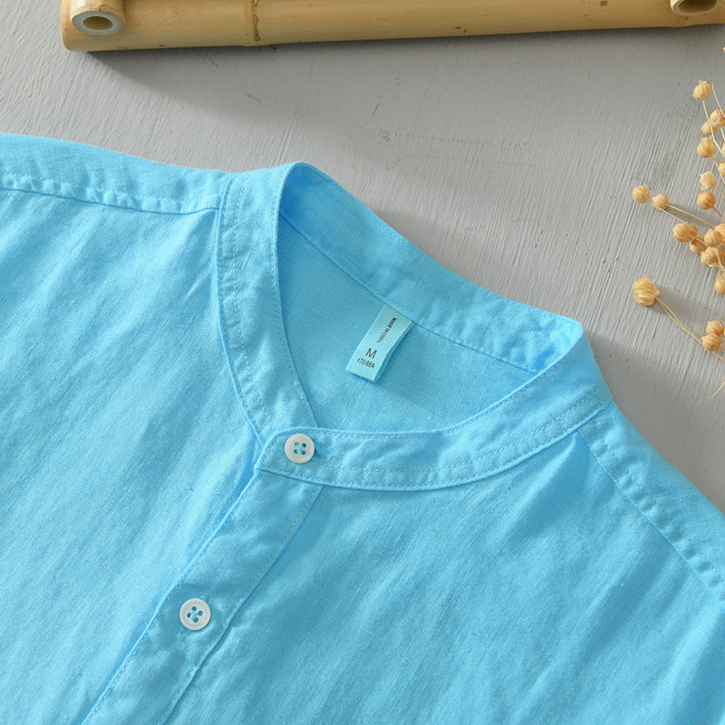Men's casual small stand-up collar gradient shirt