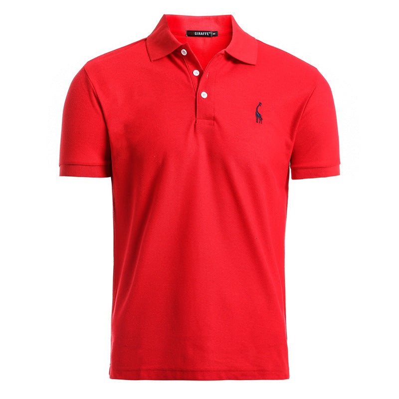 Men's Summer Embroidery Logo Slim Fit Business Casual Polo Shirts