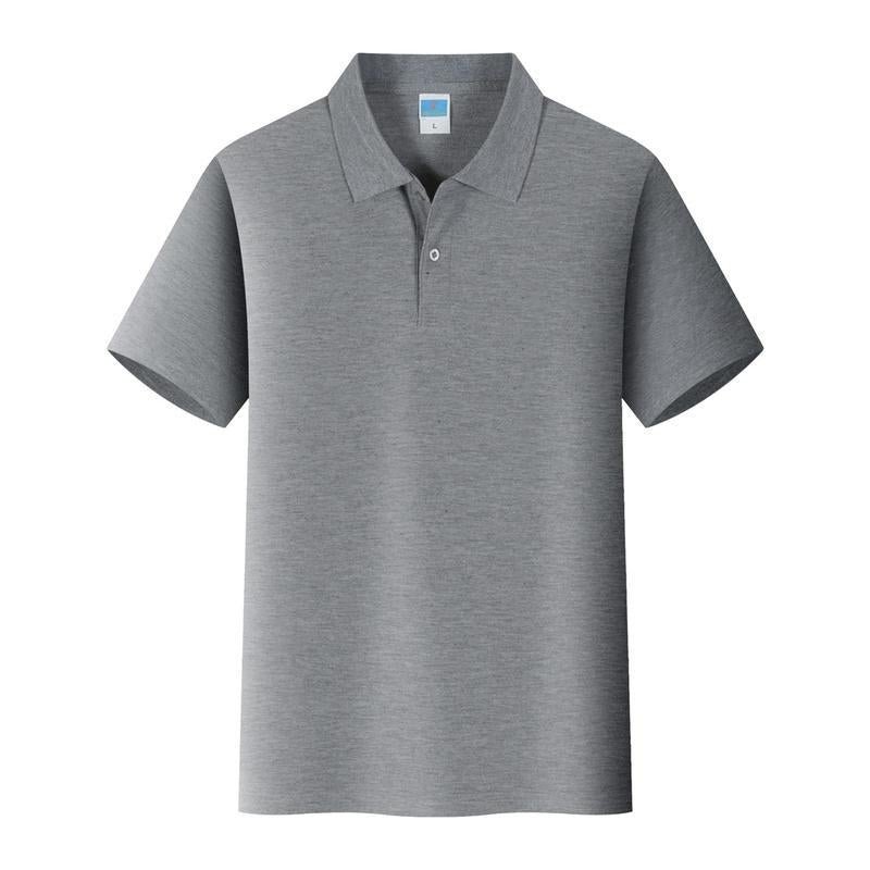 Mens Business Casual Tops Turndown Collar Short Sleeve Cotton Polo Shirt