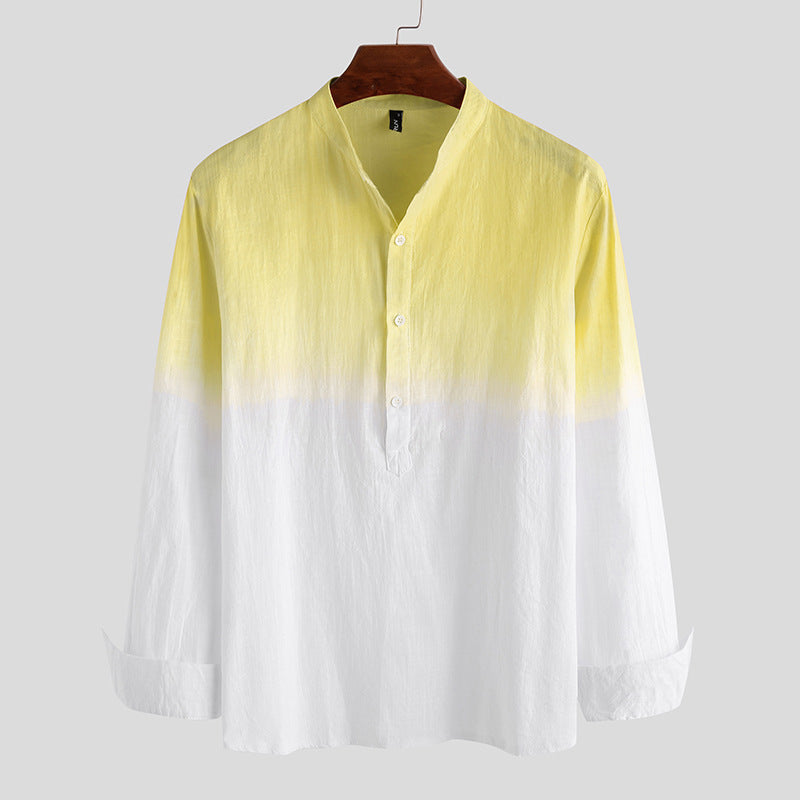 Men's spring and summer casual gradient long-sleeved shirt