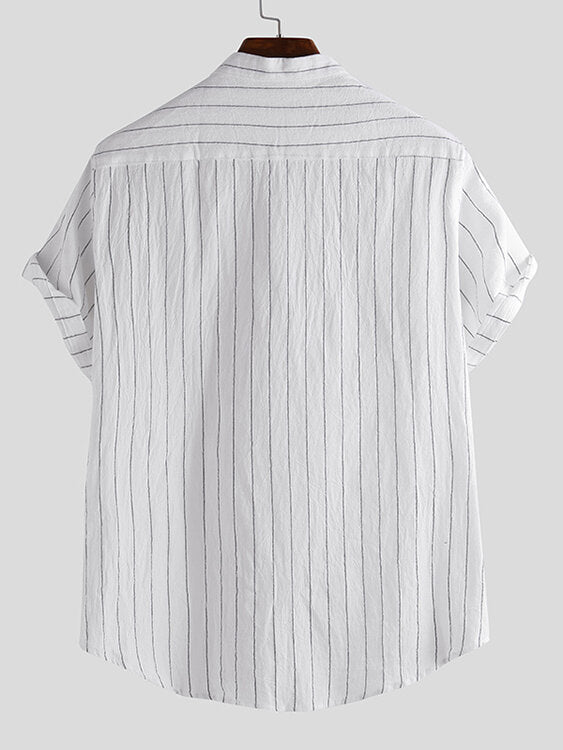 Mens Casual Summer Breathble V-neck Striped Short Sleeve T-Shirts