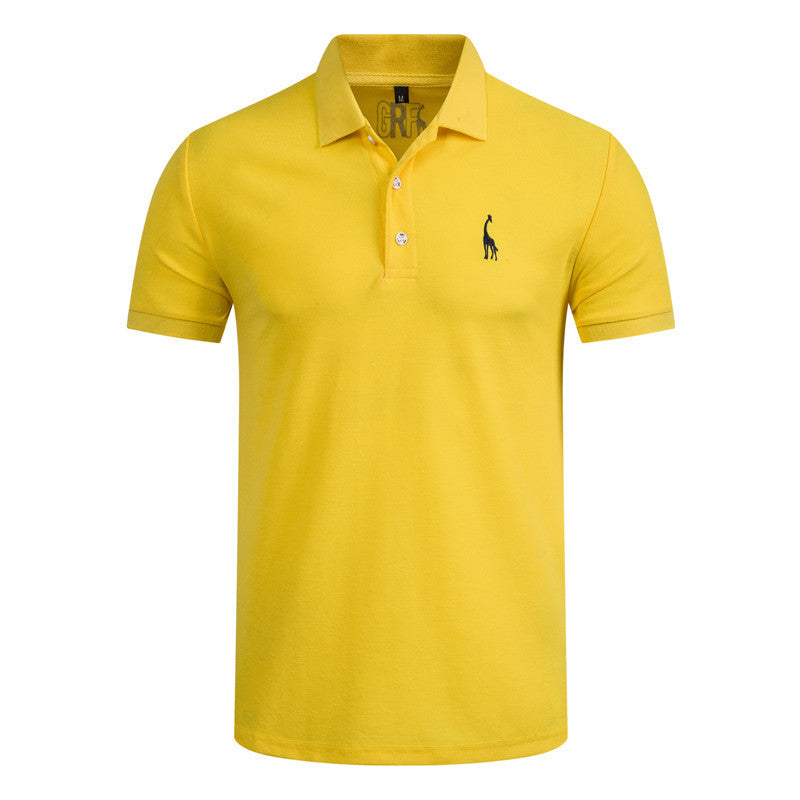 Men's Summer Embroidery Logo Slim Fit Business Casual Polo Shirts