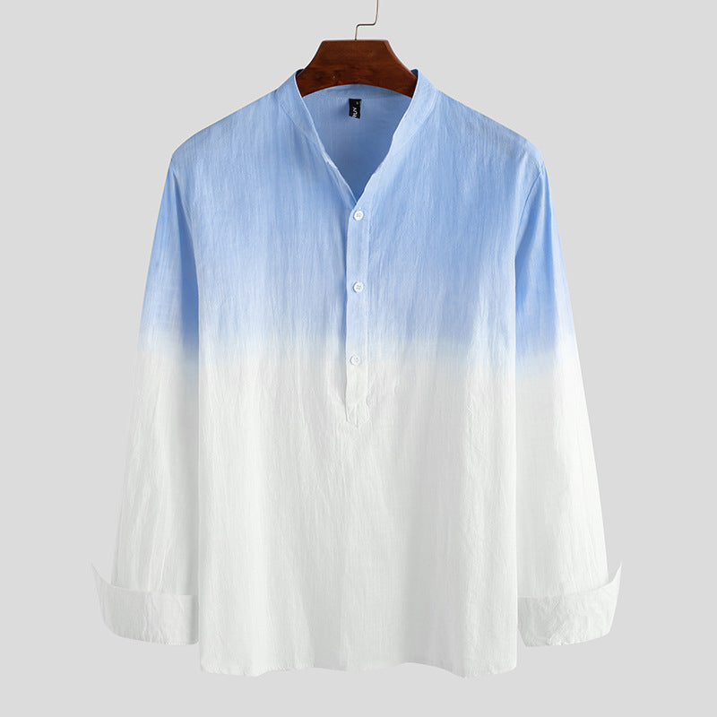 Men's spring and summer casual gradient long-sleeved shirt