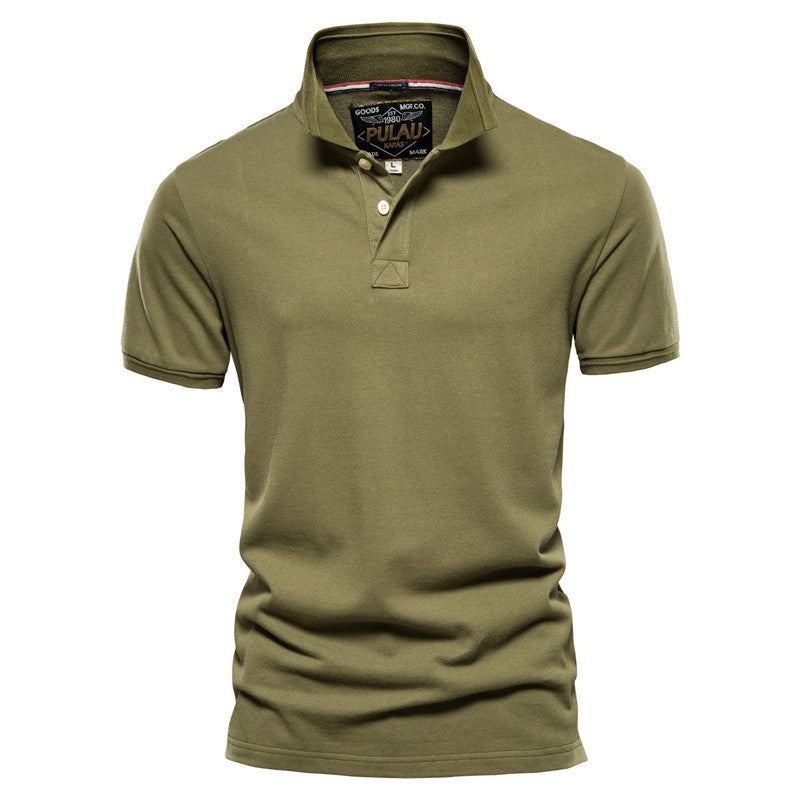 Men's Summer Solid Color Slim Fit Business Casual Lapel Collar Polo Shirts