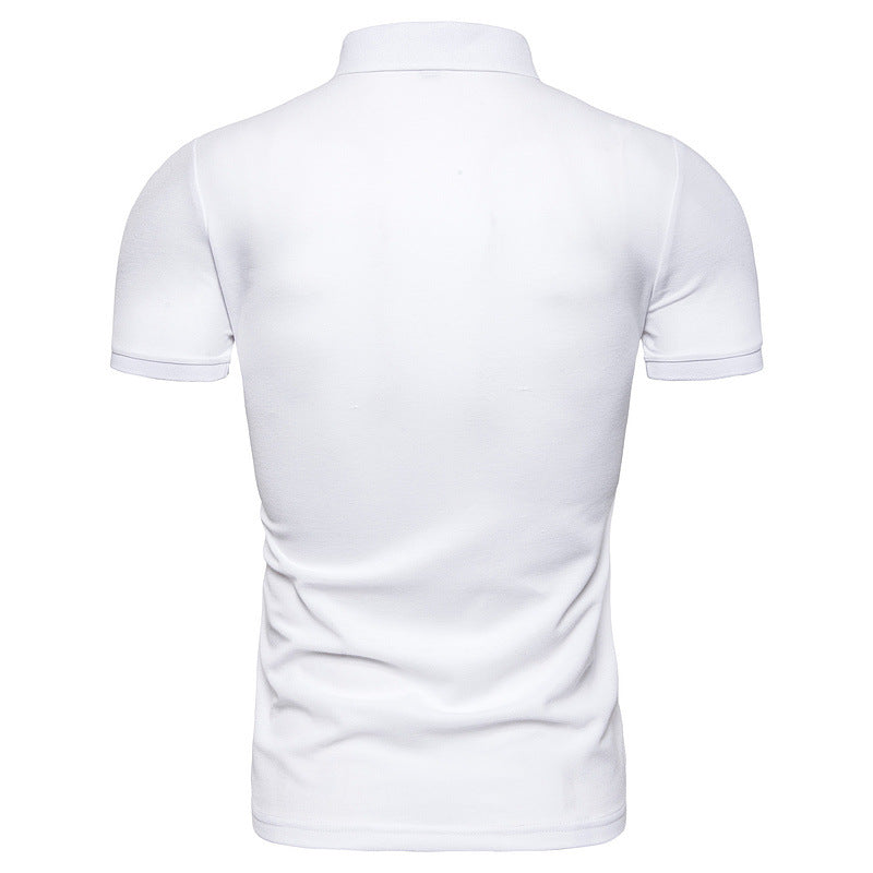 Men's Summer Solid Color Slim Fit Business Casual Zipper Collar Polo Shirts