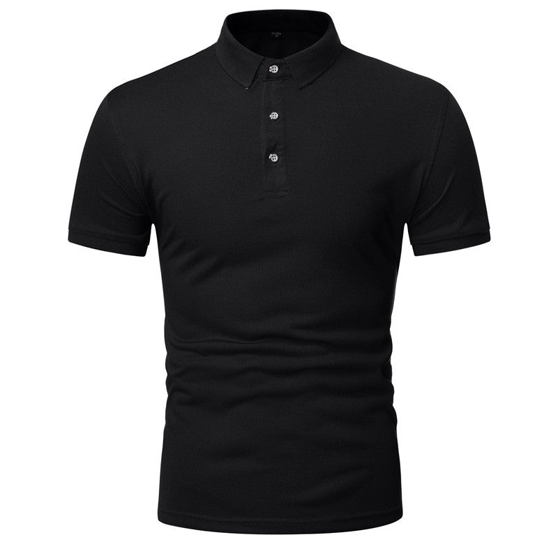 Men's Large Size Solid Color Slim Fit Business Casual Lapel Collar Polo Shirts Golf Shirt