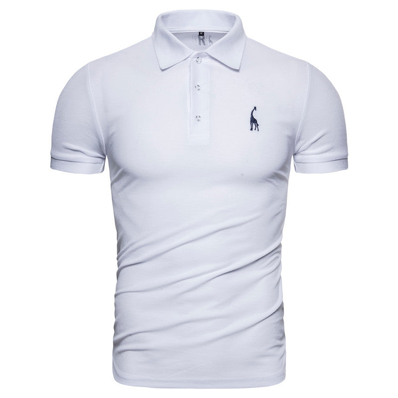 Men's Summer Embroidery Logo Slim Fit Business Casual Polo Shirts