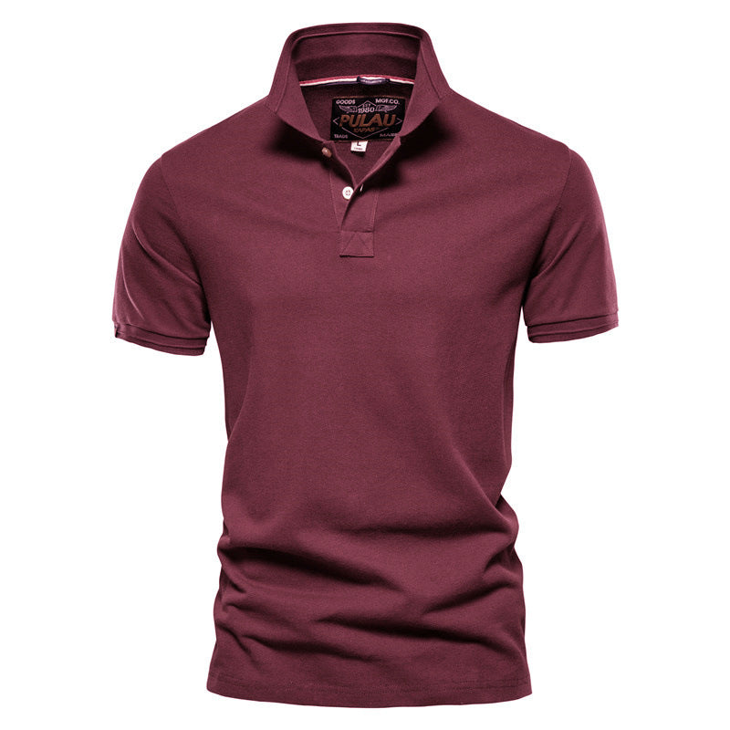Men's Summer Solid Color Slim Fit Business Casual Lapel Collar Polo Shirts