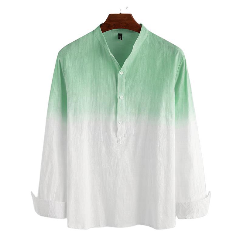 Men's spring and summer casual gradient long-sleeved shirt