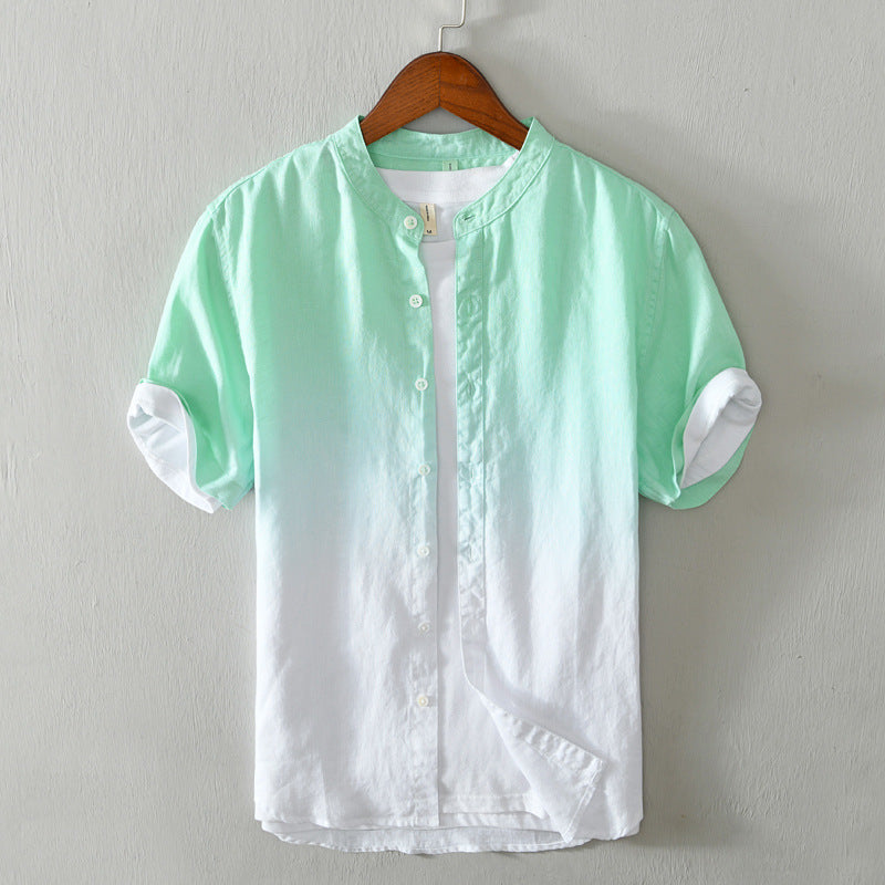 Men's casual small stand-up collar gradient shirt
