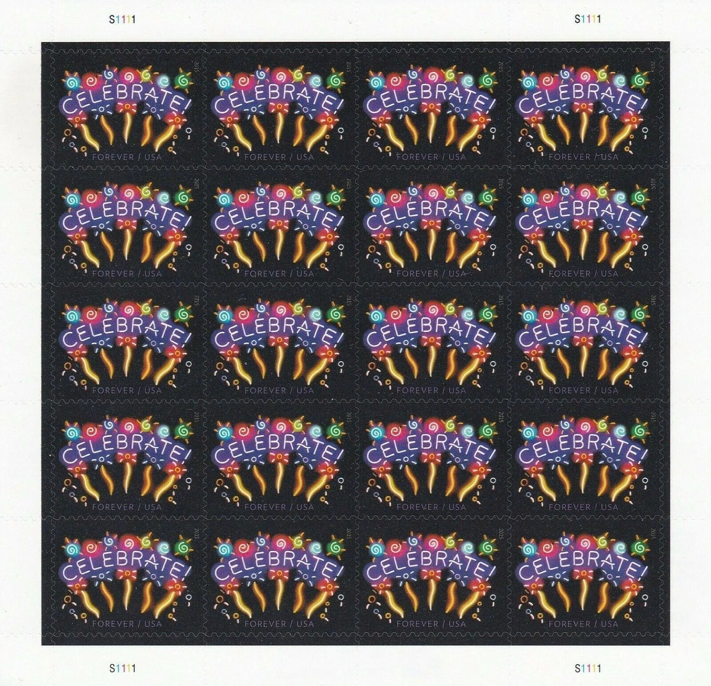Neon Celebrate Forever Stamps