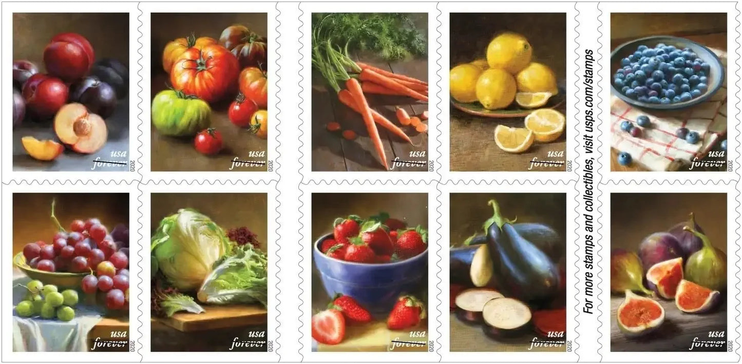 Fruits Vegetables Forever Stamps