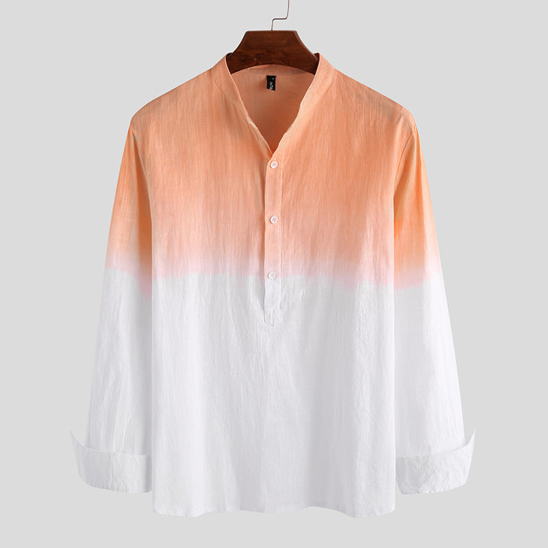 Men's spring and summer casual gradient long-sleeved shirt