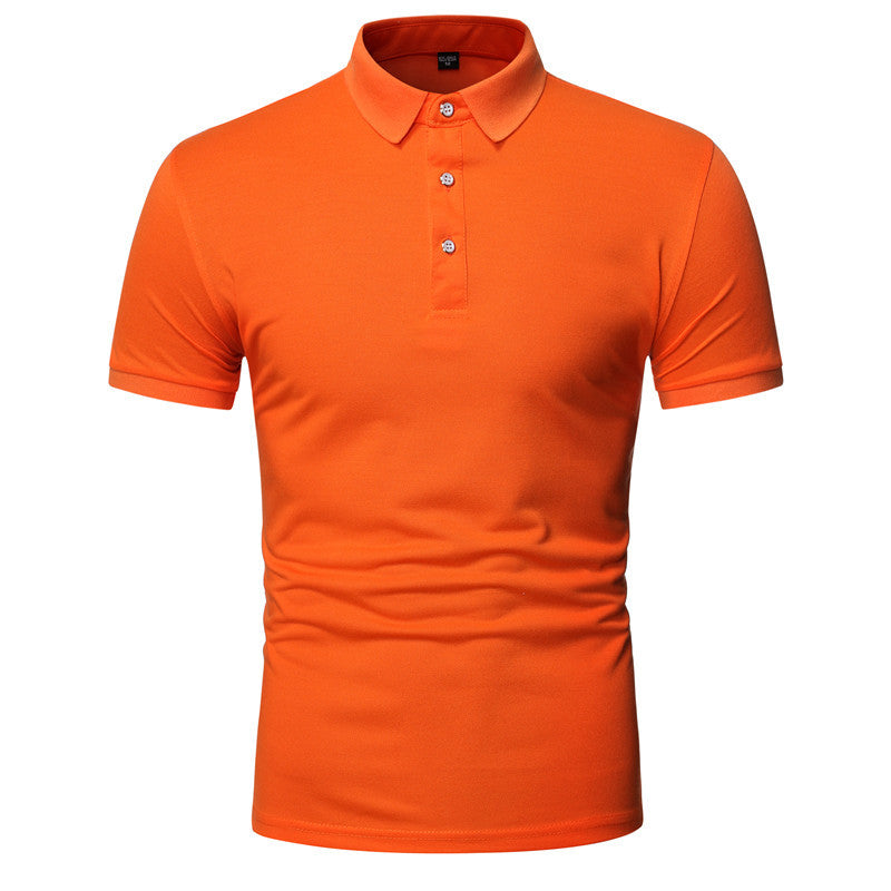Men's Large Size Solid Color Slim Fit Business Casual Lapel Collar Polo Shirts Golf Shirt
