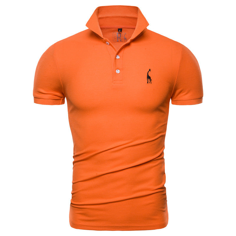 Men's Summer Embroidery Logo Slim Fit Business Casual Polo Shirts