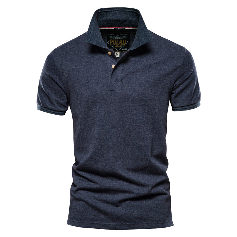 Men's Summer Solid Color Slim Fit Business Casual Lapel Collar Polo Shirts