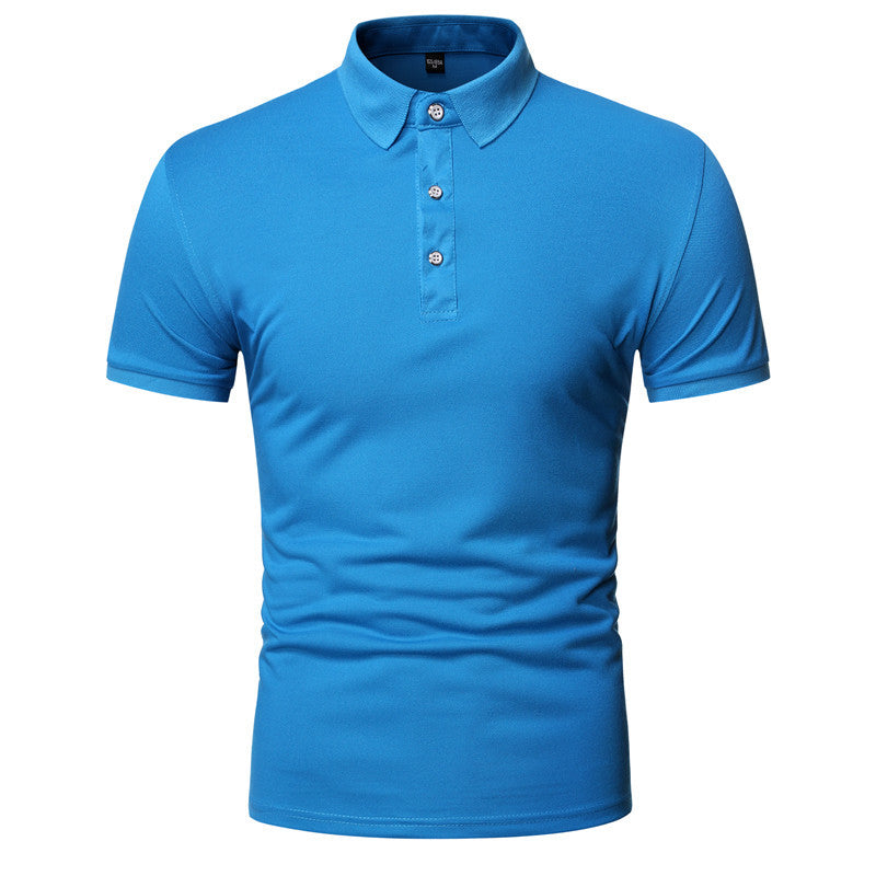 Men's Large Size Solid Color Slim Fit Business Casual Lapel Collar Polo Shirts Golf Shirt