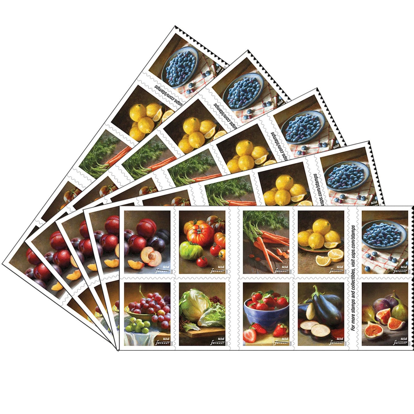 Fruits Vegetables Forever Stamps
