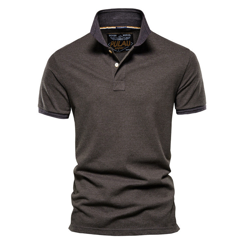 Men's Summer Solid Color Slim Fit Business Casual Lapel Collar Polo Shirts