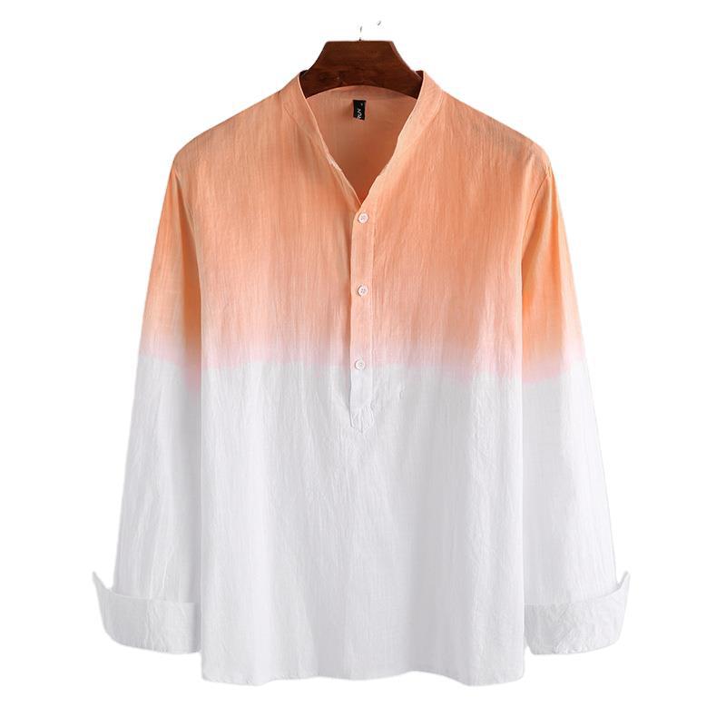 Men's spring and summer casual gradient long-sleeved shirt