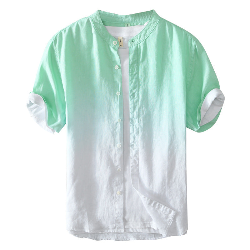 Men's casual small stand-up collar gradient shirt