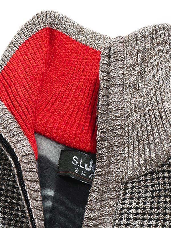 Winter Knitted Woolen Blending Thick Polar Fleece Lining Sweater Cardigans for Men
