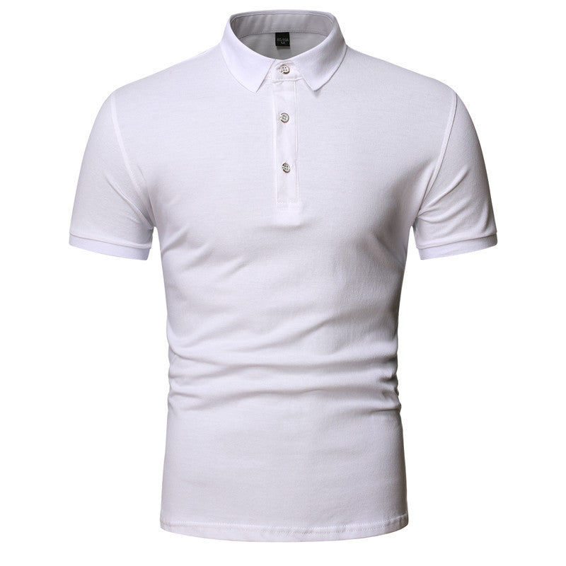 Men's Large Size Solid Color Slim Fit Business Casual Lapel Collar Polo Shirts Golf Shirt