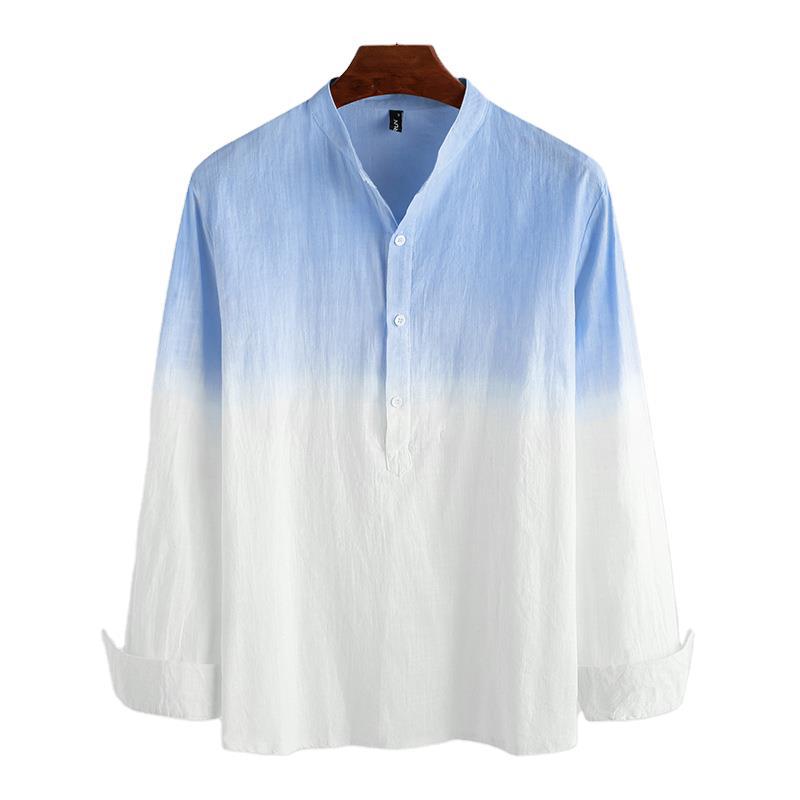 Men's spring and summer casual gradient long-sleeved shirt