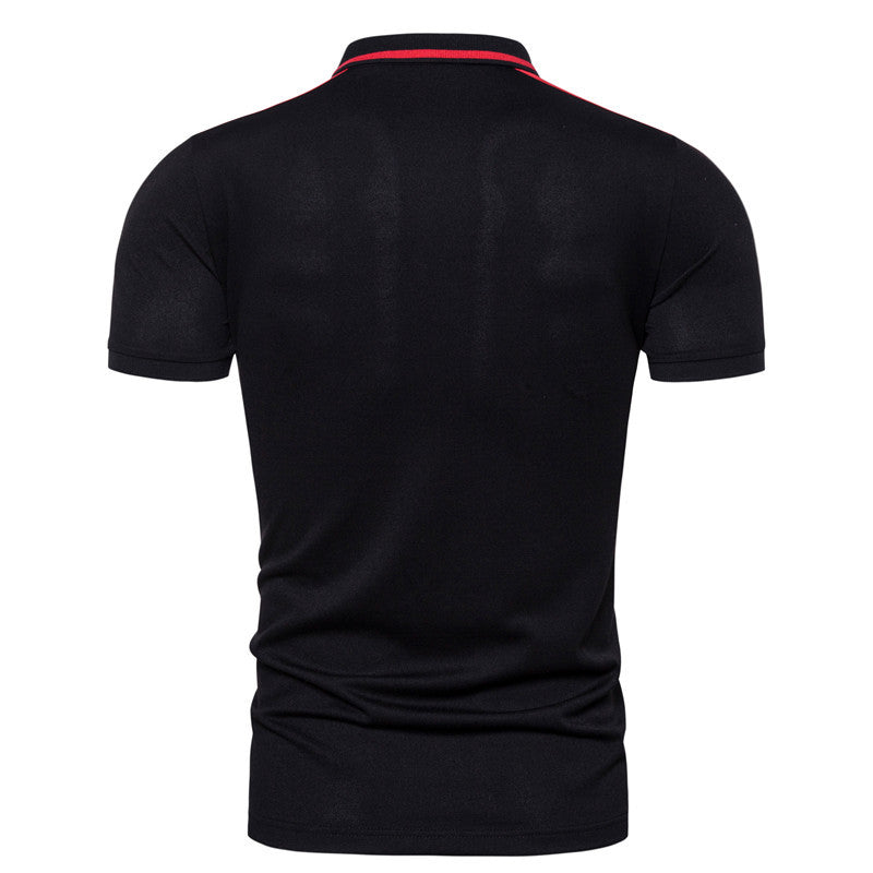 Men's Summer Embroidery Logo Slim Fit Business Casual Trim Collar Polo Shirts