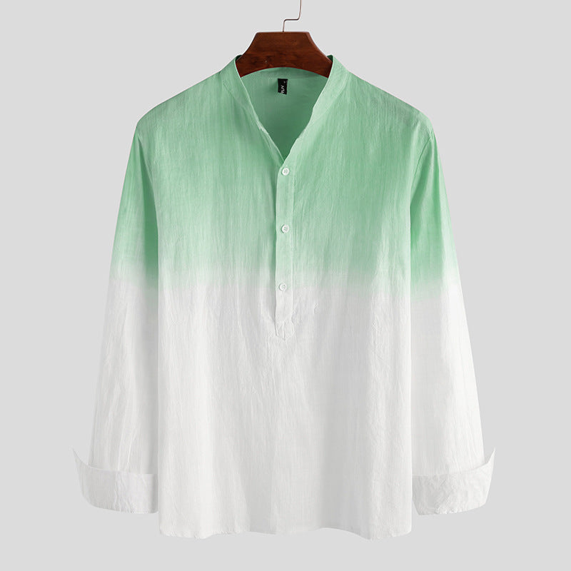 Men's spring and summer casual gradient long-sleeved shirt